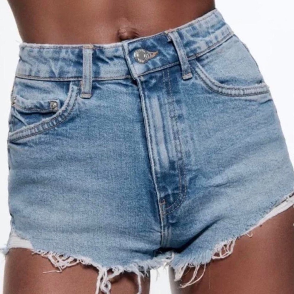 Zara high rise denim jean shorts